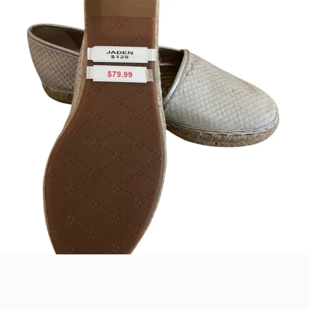 Johnston & Murphy Shoes Womens Size 6.5 Grey Suede Jaden Espadrilles Scale Jute